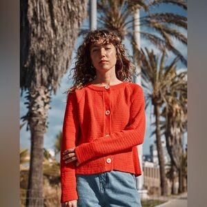 L’Envers VALRIE Spanish red organic cotton cropped cardigan M
